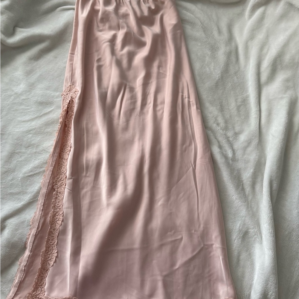Wild Fable Light Pink Maxi Skirt with Lace Accent